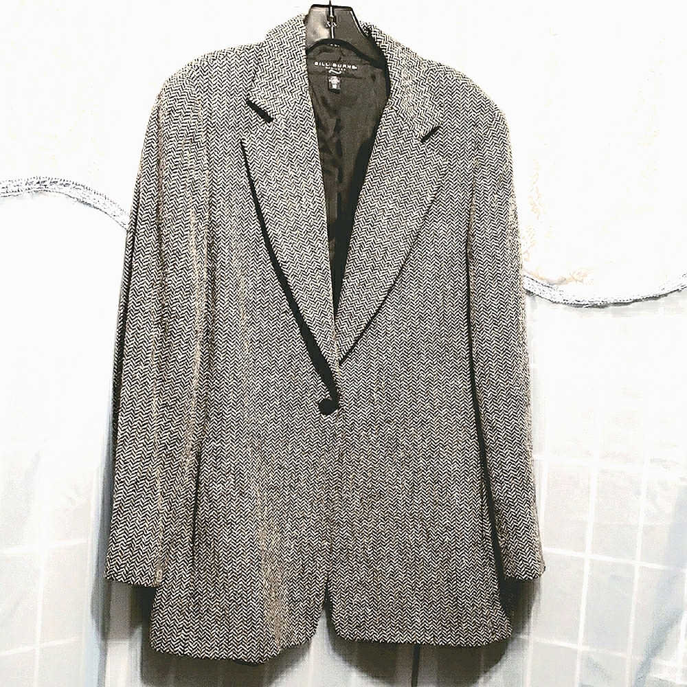 HERRINGBONE BILL BURNS BLACK/WHITE  JACKET SZ 16